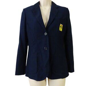 Ferrari Logo Patch Navy Blue Blazer Jacket Women Size 42 S Cotton Made in Italy